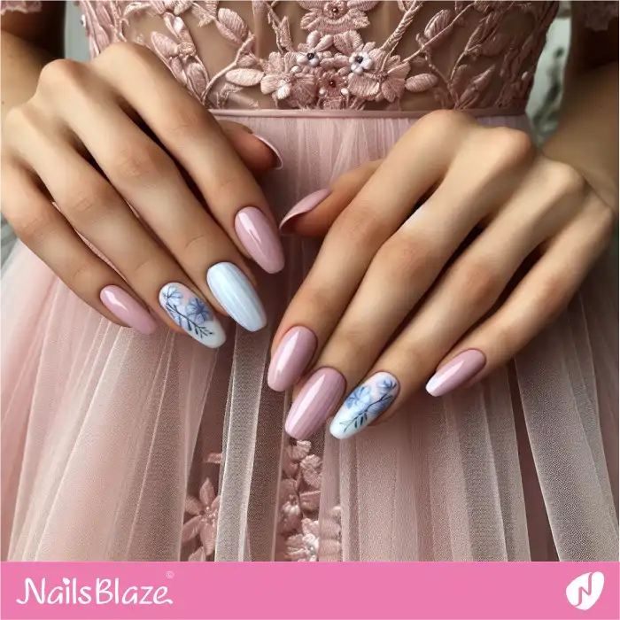 Blue Flowers and Pink Nails | Spring Nails - NB4024